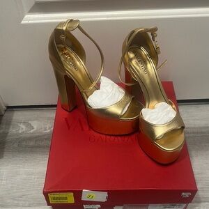 Valentino Gold Platform Heels
